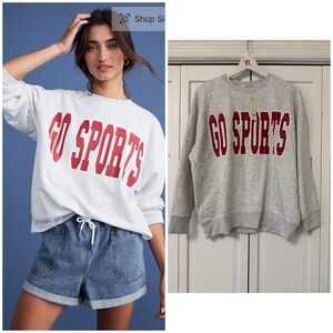 NWT Francesca's Go Sports Gray Sweatshirt with Burgundy Lettering Academia